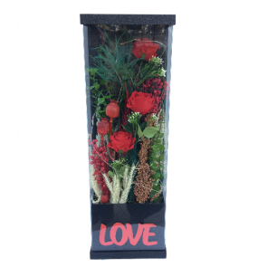 Love Işıklı Yapay Gül ve Kuru Çiçek